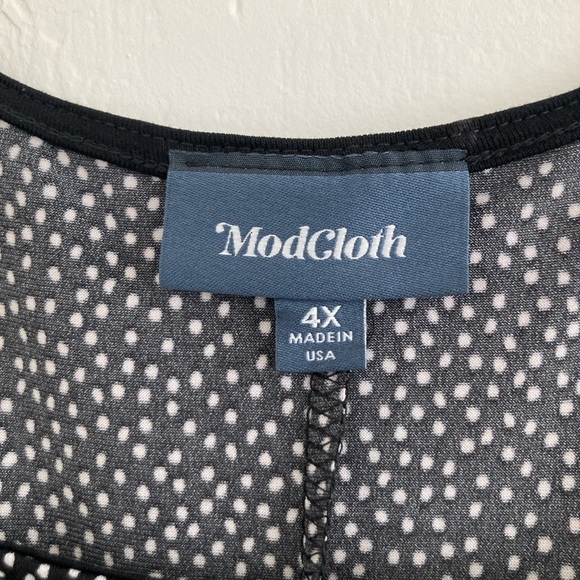 Modcloth Polka Dot Black and White Long Sleeve Dress Ditsy Stretch Pullover 4X - Picture 9 of 11